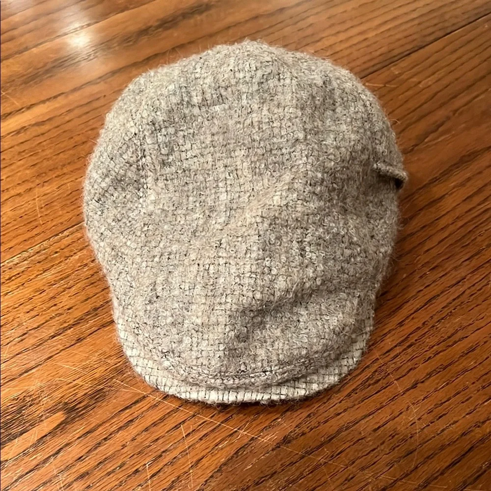 Helen Kaminski Elegant Beige And Gray Wool Blend  Newsboy Cap Made In Italy  S